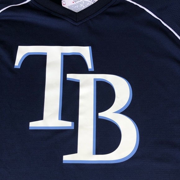 Genuine Merchandise Men's Navy White Tampa Bay Rays Pull On Baseball Jersey 2XL - Picture 9 of 12
